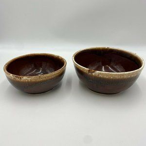 Vintage Brown Drip Glaze Bowl, One large one medium sized, Made in USA, set of 2